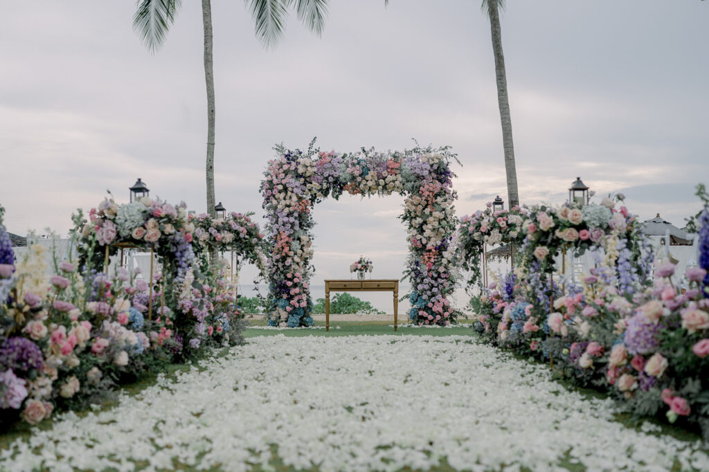 1-Phuket Marriott Resort & Spa, Merlin Beach, Thailand-wedding-aisle-with-arch-flowers