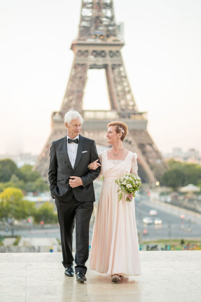 Laura + Derek in Paris, France - Eiffel Tower in the Background