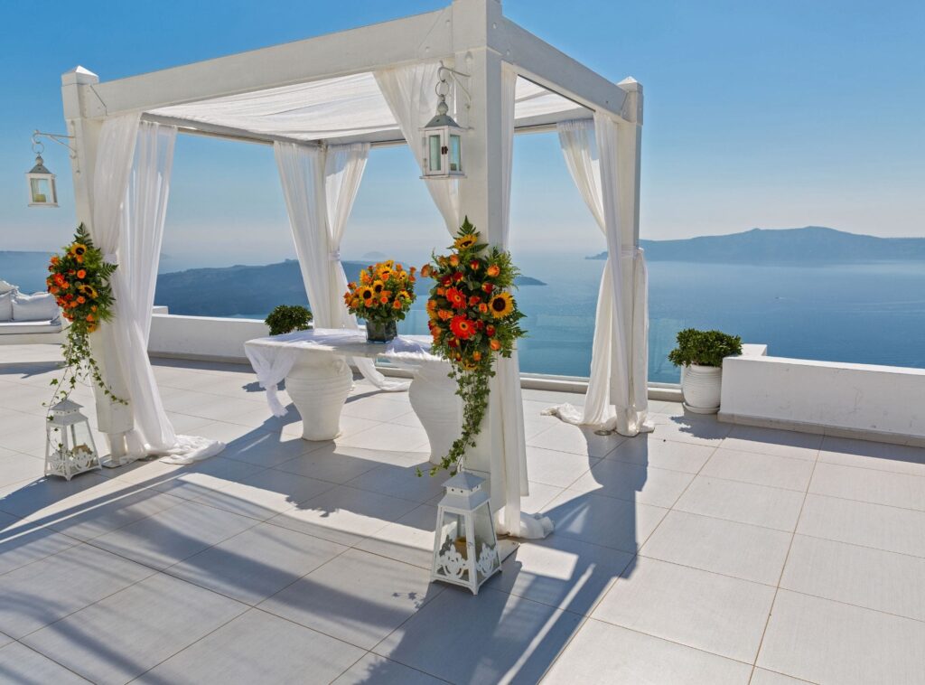 Wedding decoration set up Greece