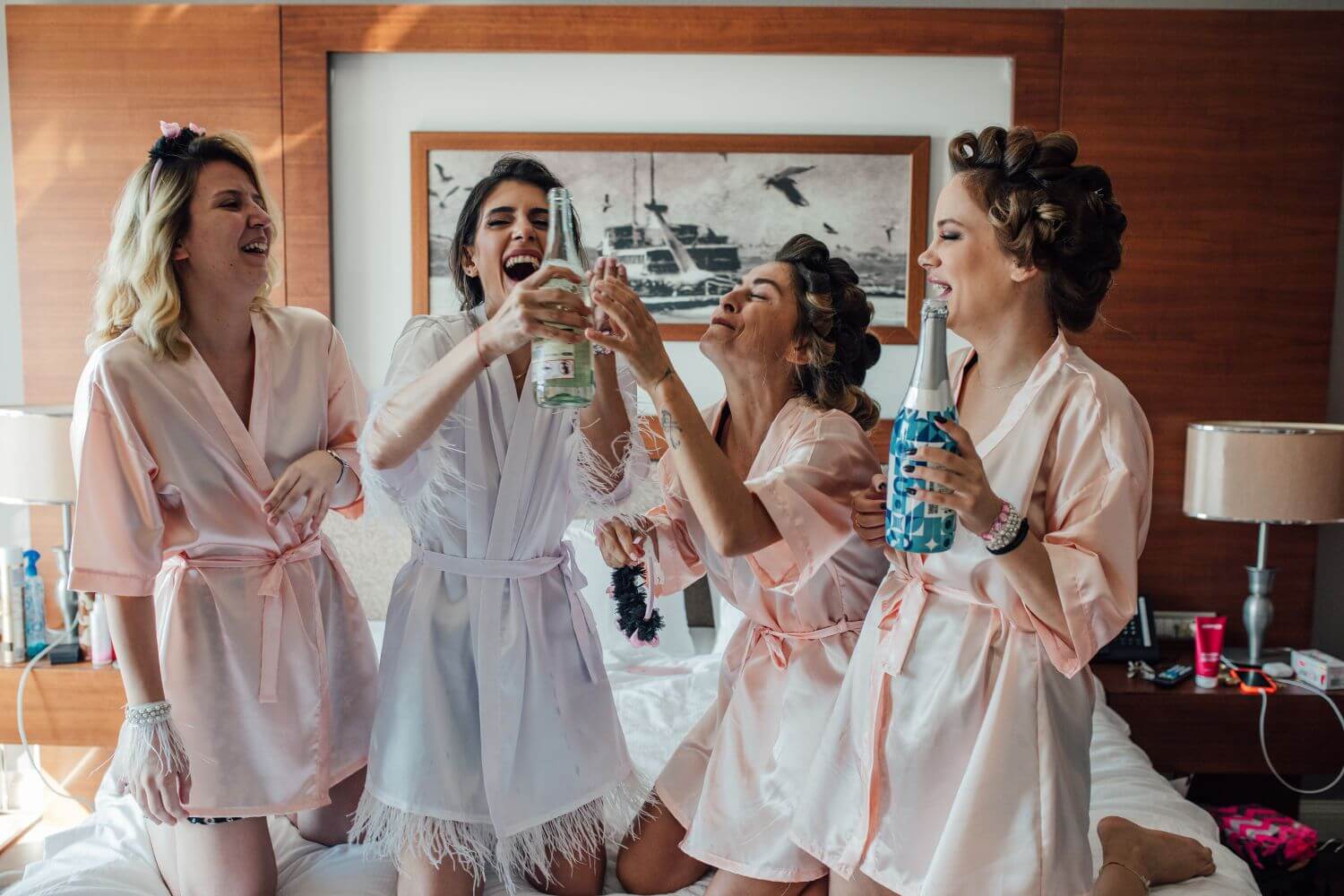 Girls drinking at the wedding