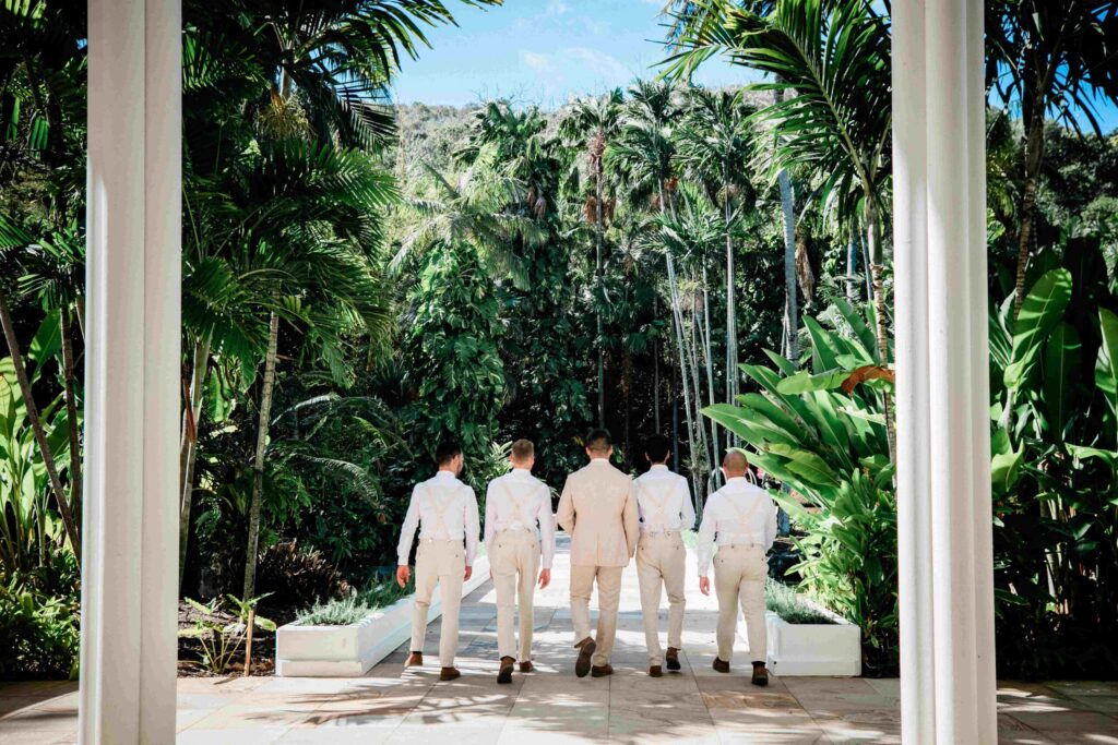 Real Wedding - Arthur and Gabby - Intercontinental Hayman Island by Timeless images by Vanessa - groom with groomsmen outdoors