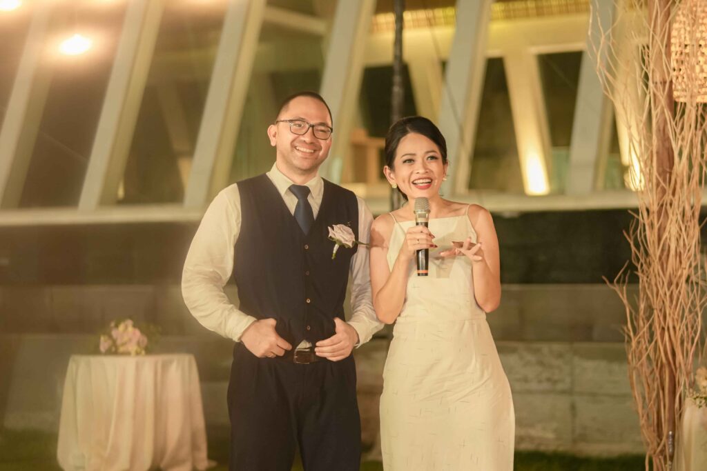 Real Wedding - Conrad Bali - Tressabel and Yovan - newlyweds in the reception at night