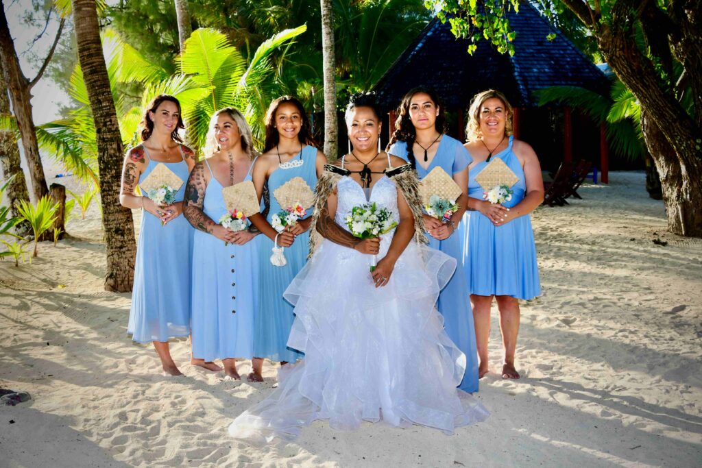 Real Wedding - The Rarotongan - Chelsea & Jozza - bride with her bridesmaids