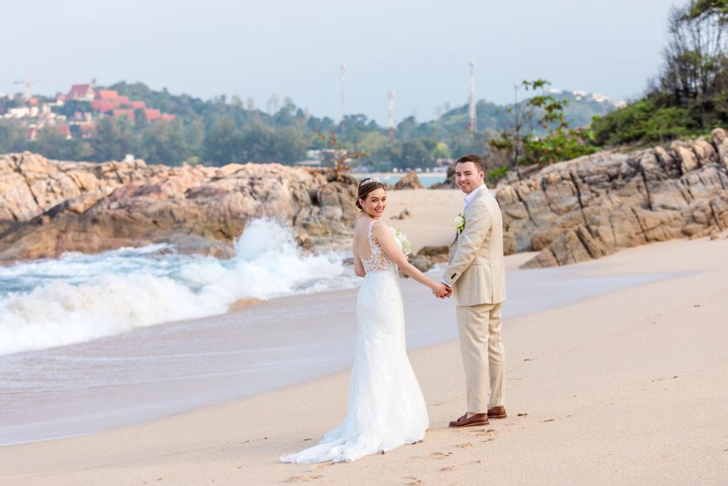 Real Wedding - Lucy + Liam, Garrya Tongsai Bay Samui - newlywed portrait beach